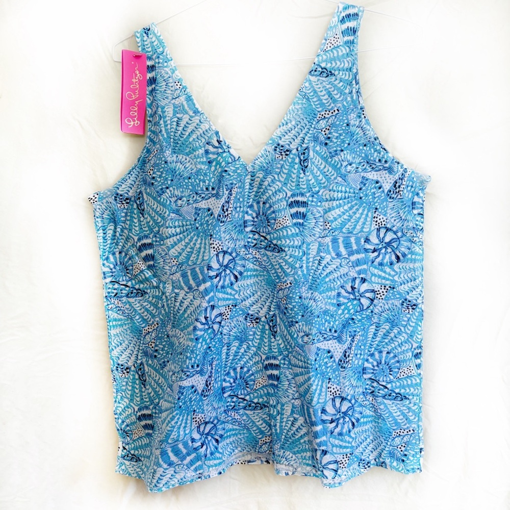 NWT Lilly Pulitzer Amafi Blue by the Seashore Sleeveless Top